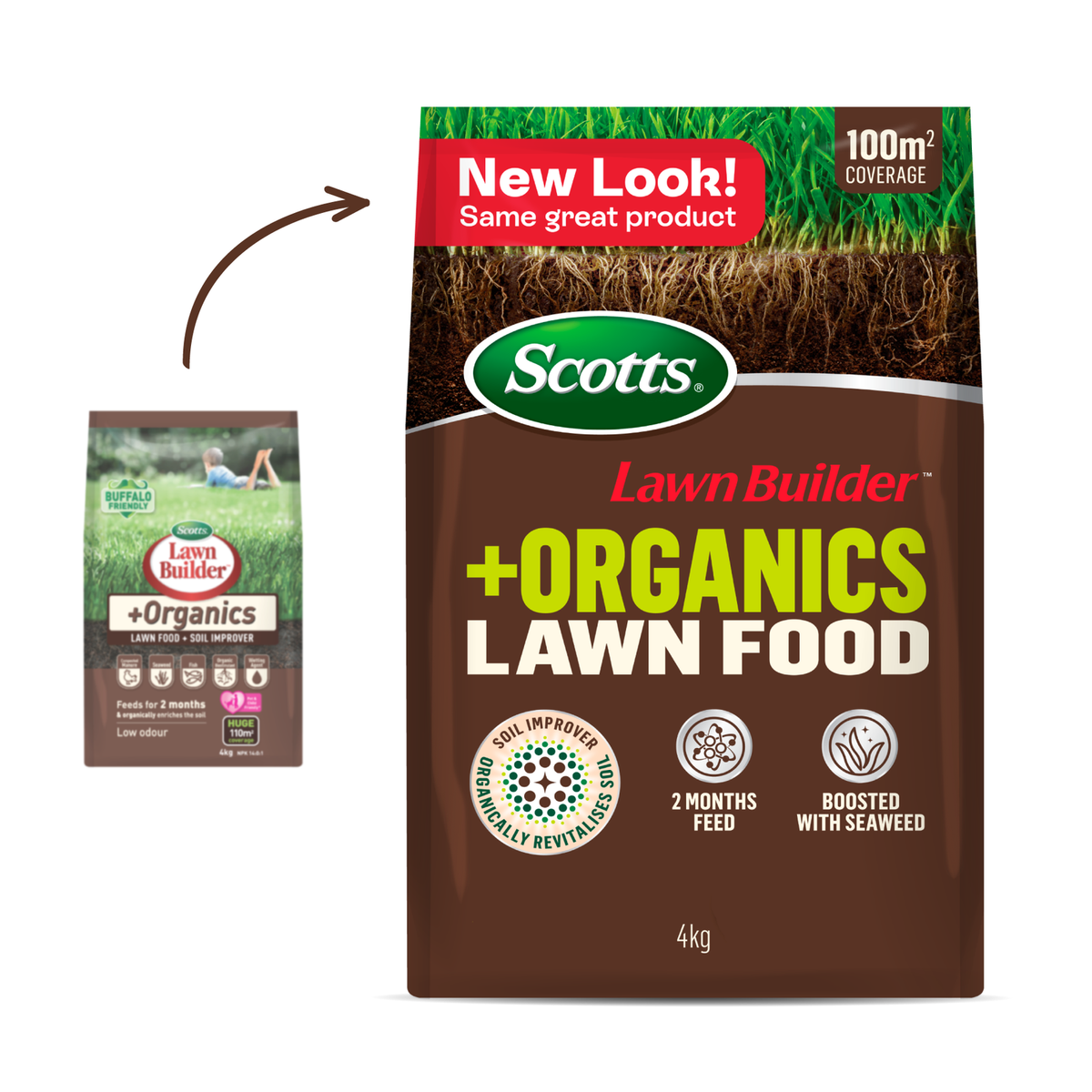 Scotts Lawn Builder 4kg Granular Slow Release Plus Organics Lawn Food