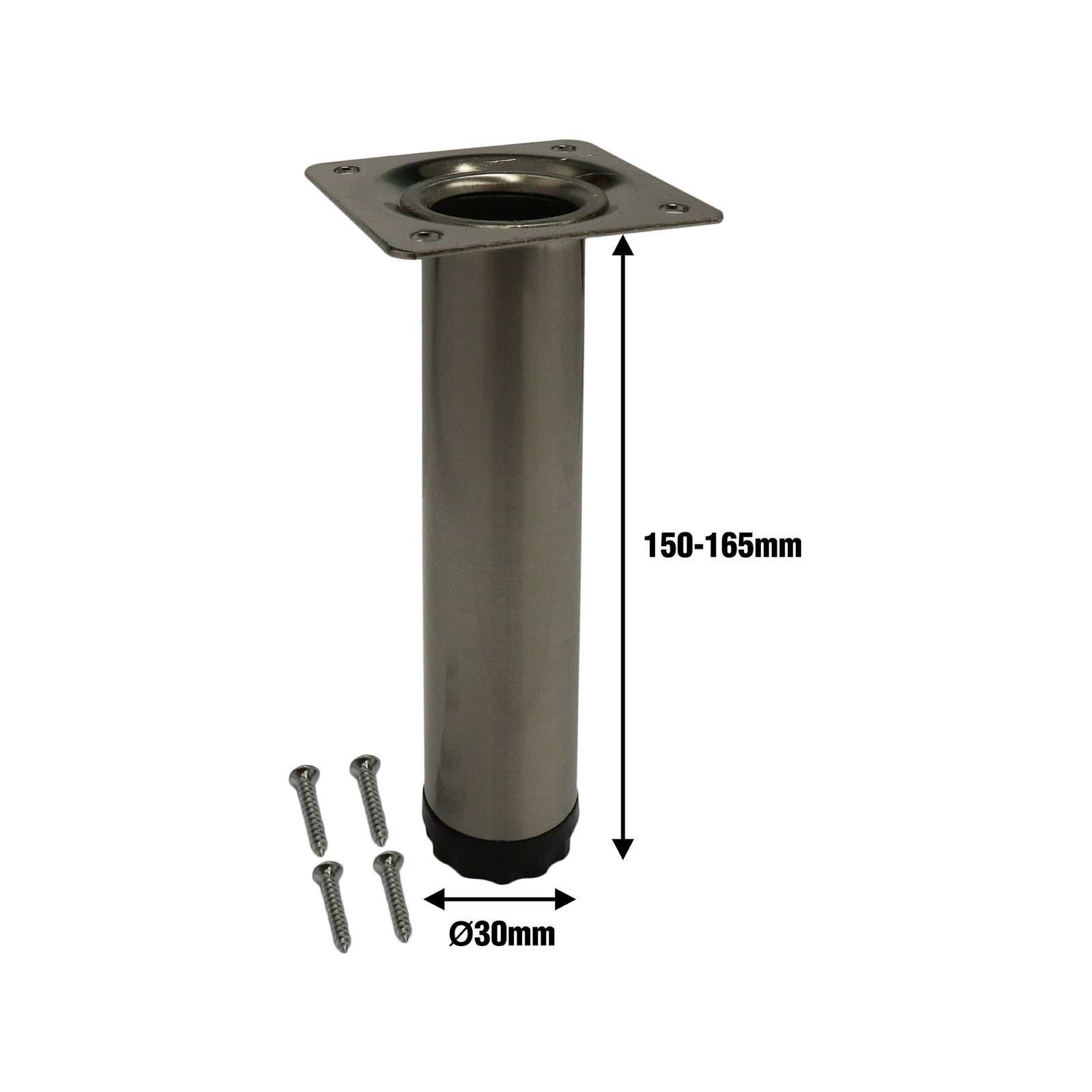 Adoored 30 x 150mm Brushed Nickel Round Steel Furniture Leg