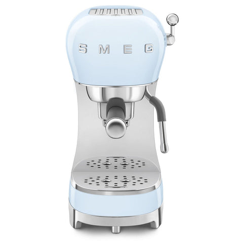 Smeg 50s Style Espresso Coffee Machine - 15 Bar, ThermoBlock, Steam Wand, Pastel Blue - ECF02PBAU