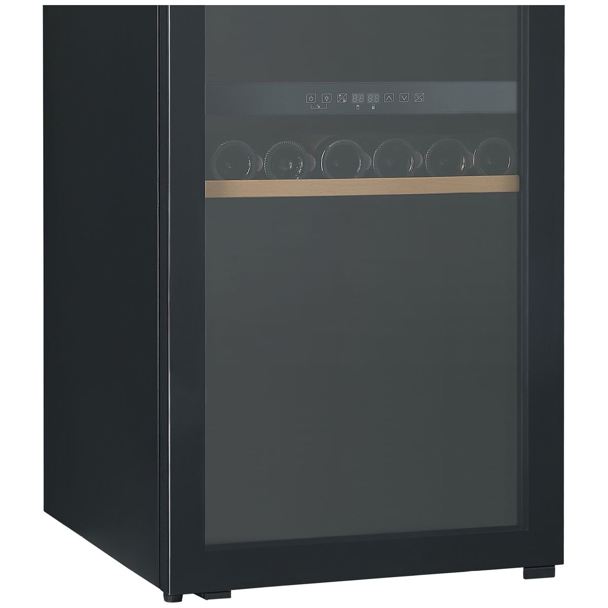 Cantina 127 Bottle Dual Zone Freestanding Wine Cabinet - Black Glass Door - Beech Trim Shelves - CCWID105B