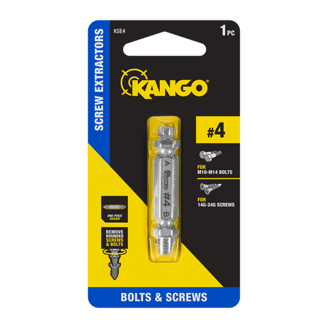 Kango Size #4 Screw Extractor - Double-Ended M2 Steel for 14G-24G Screws