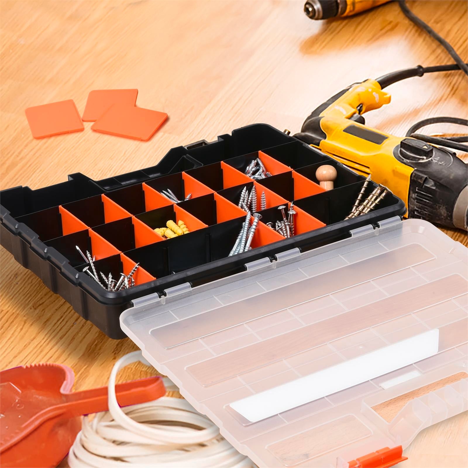 Tactix 380mm 22 Compartment Polypropylene Organiser Storage Box