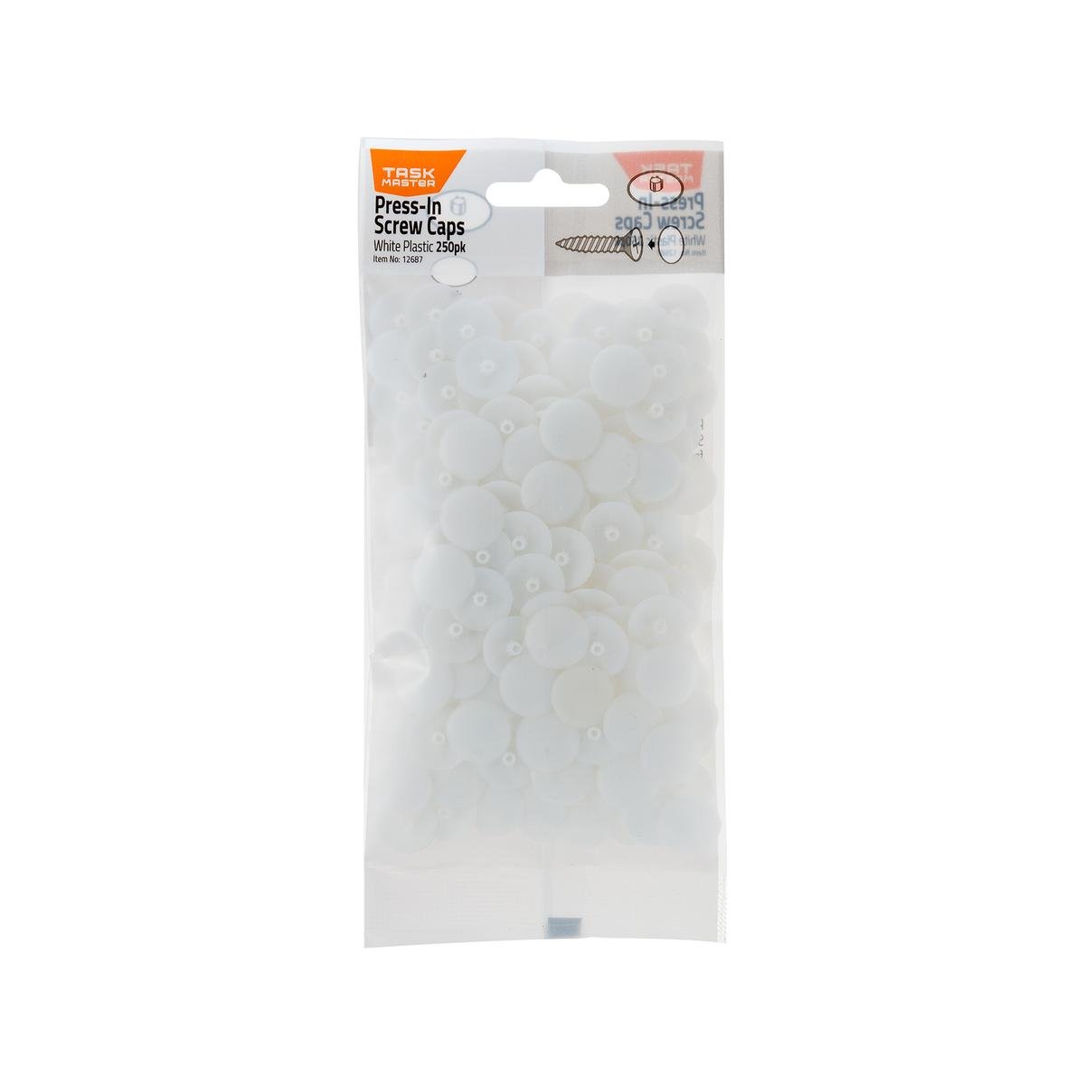 Taskmaster 10mm White Screw Caps Plastic 250 Pack