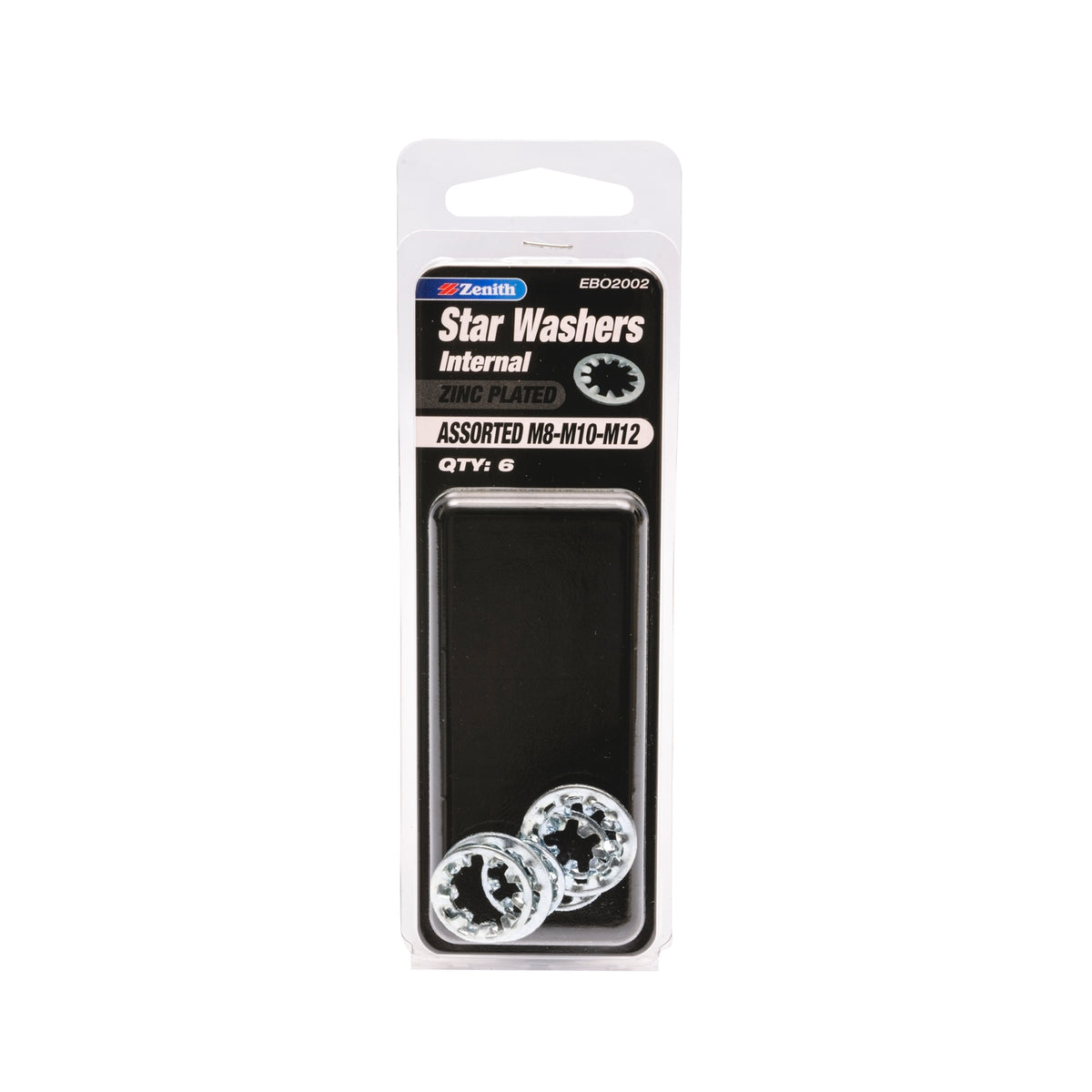 Zenith M8-M12 Zinc Plated Steel Assorted Internal Star Washer - 6 Pack