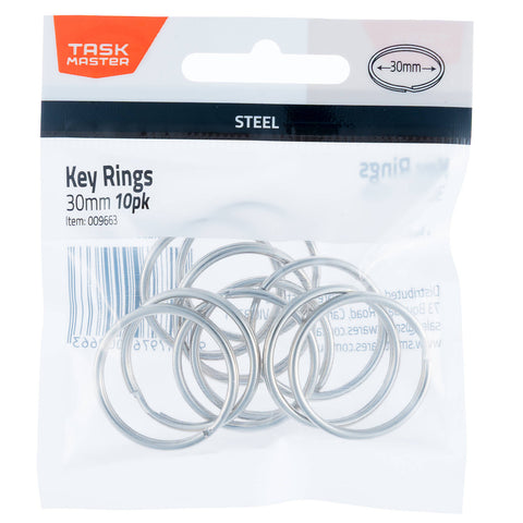 Taskmaster 30mm Steel Key Rings, 10 Pack