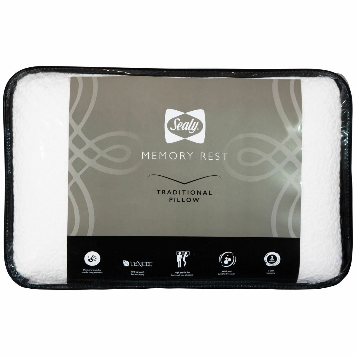Sealy Memory Rest Traditional Pillow - Medium Profile, All Sleeping Positions - SEAPLW-MEMREST-TRAD