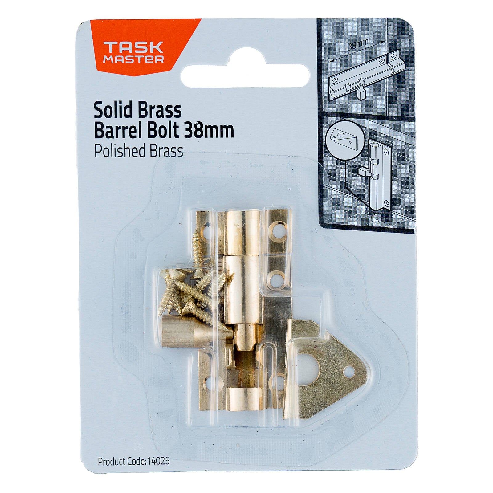 Taskmaster 38mm Polished Brass Barrel Bolt