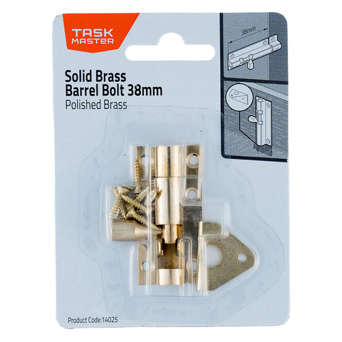 Taskmaster 38mm Polished Brass Barrel Bolt