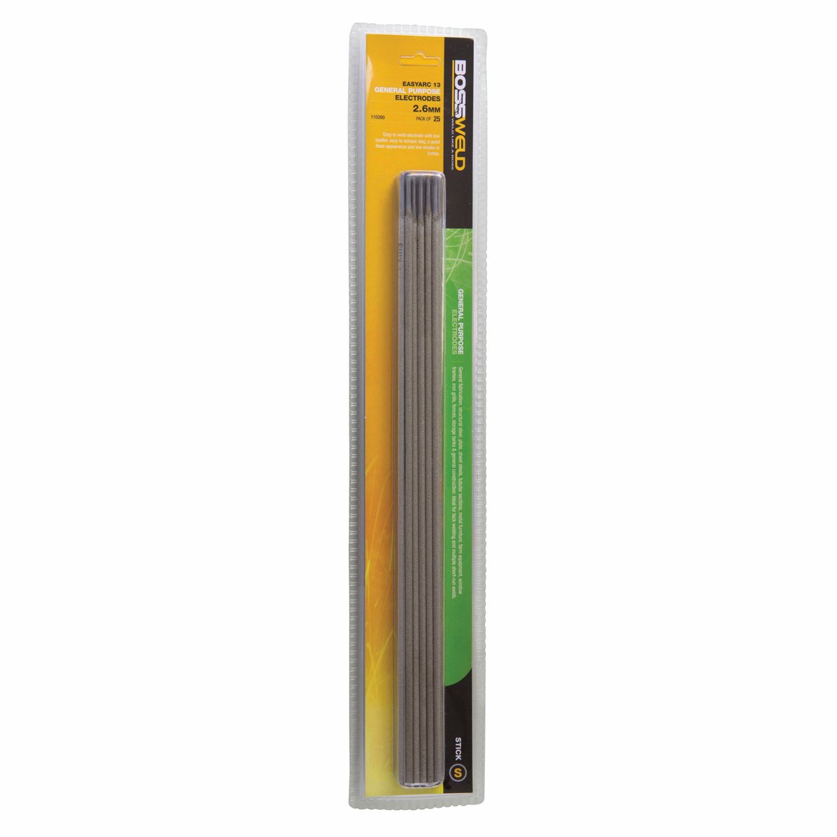 Bossweld 2.6mm General Purpose 6013 Welding Electrodes - 25 Stick All Position Pack