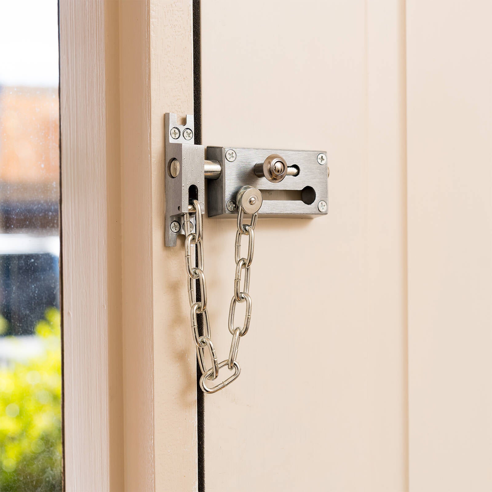 Taskmaster Satin Chrome Steel Door Chain & Bolt