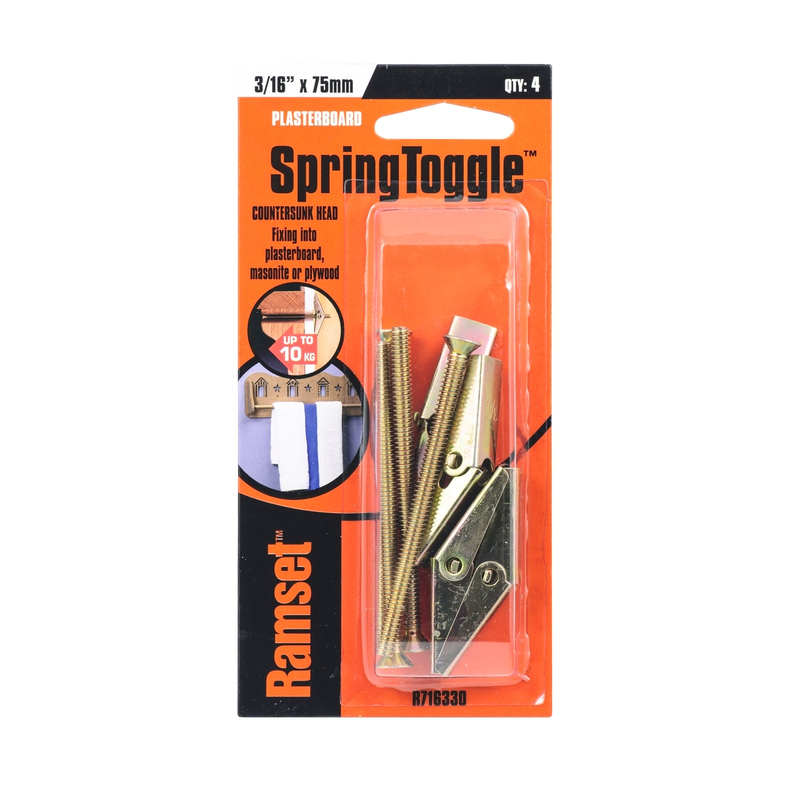 Ramset 3/16" x 75mm Spring Toggle - 4 Pack