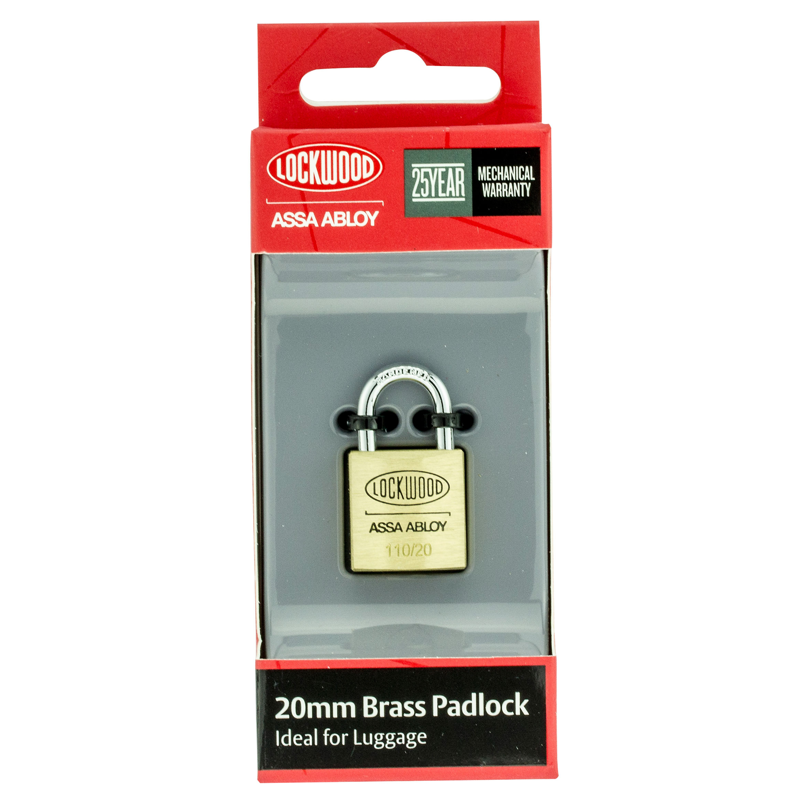 Lockwood 20mm Brass 110 Series Padlock Compact Keyed Lock