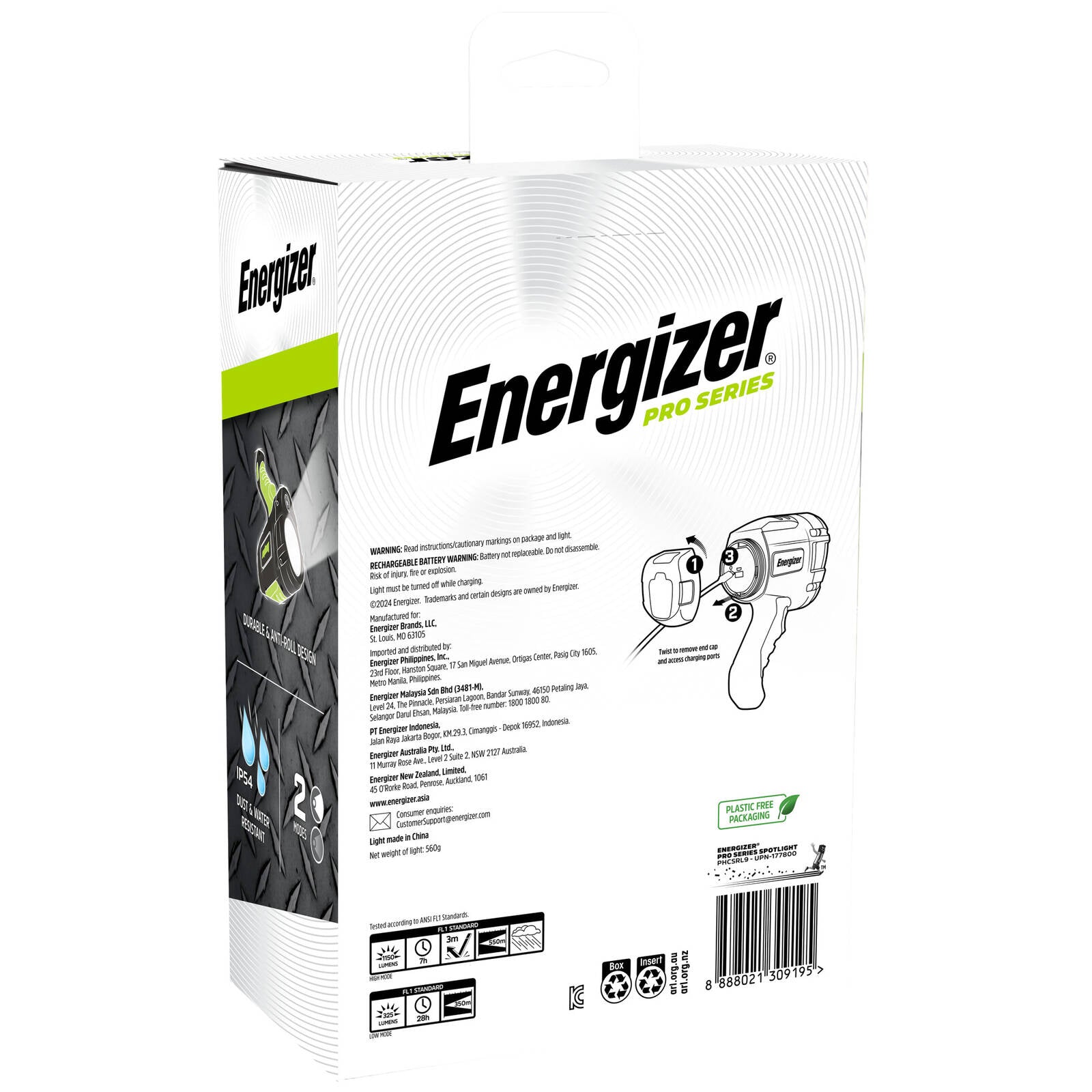 Energizer Pro Series Rechargeable LED Spotlight 1150 Lumens Waterproof PHCSRL9