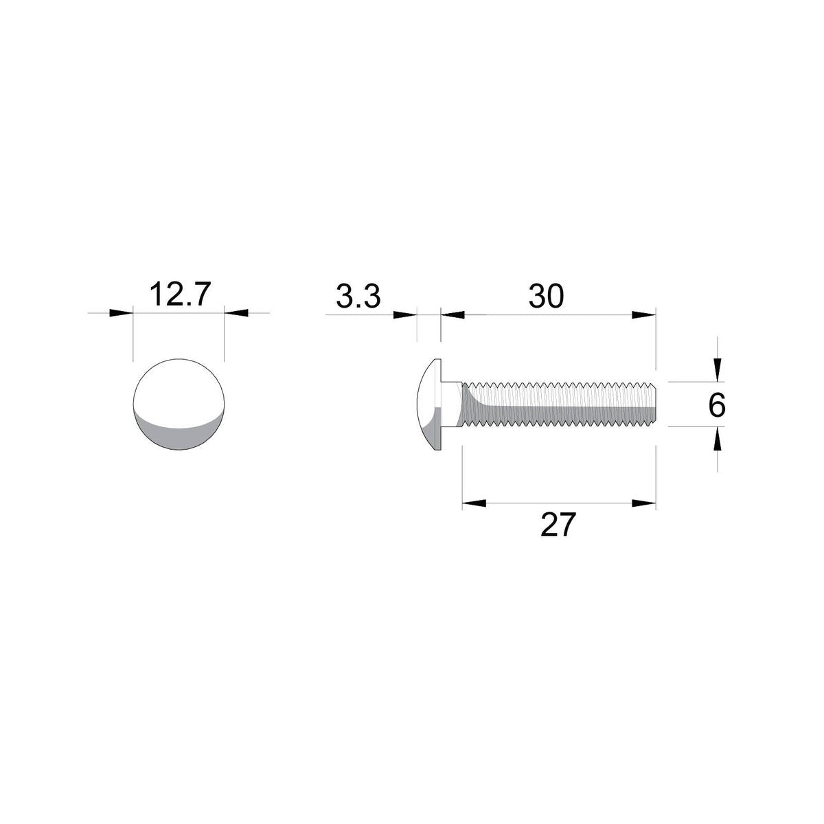 ZENITH M6 x 30mm Hot Dip Galvanised Cup Head Bolts & Nuts - 25 Pack, 4.6 Grade Steel