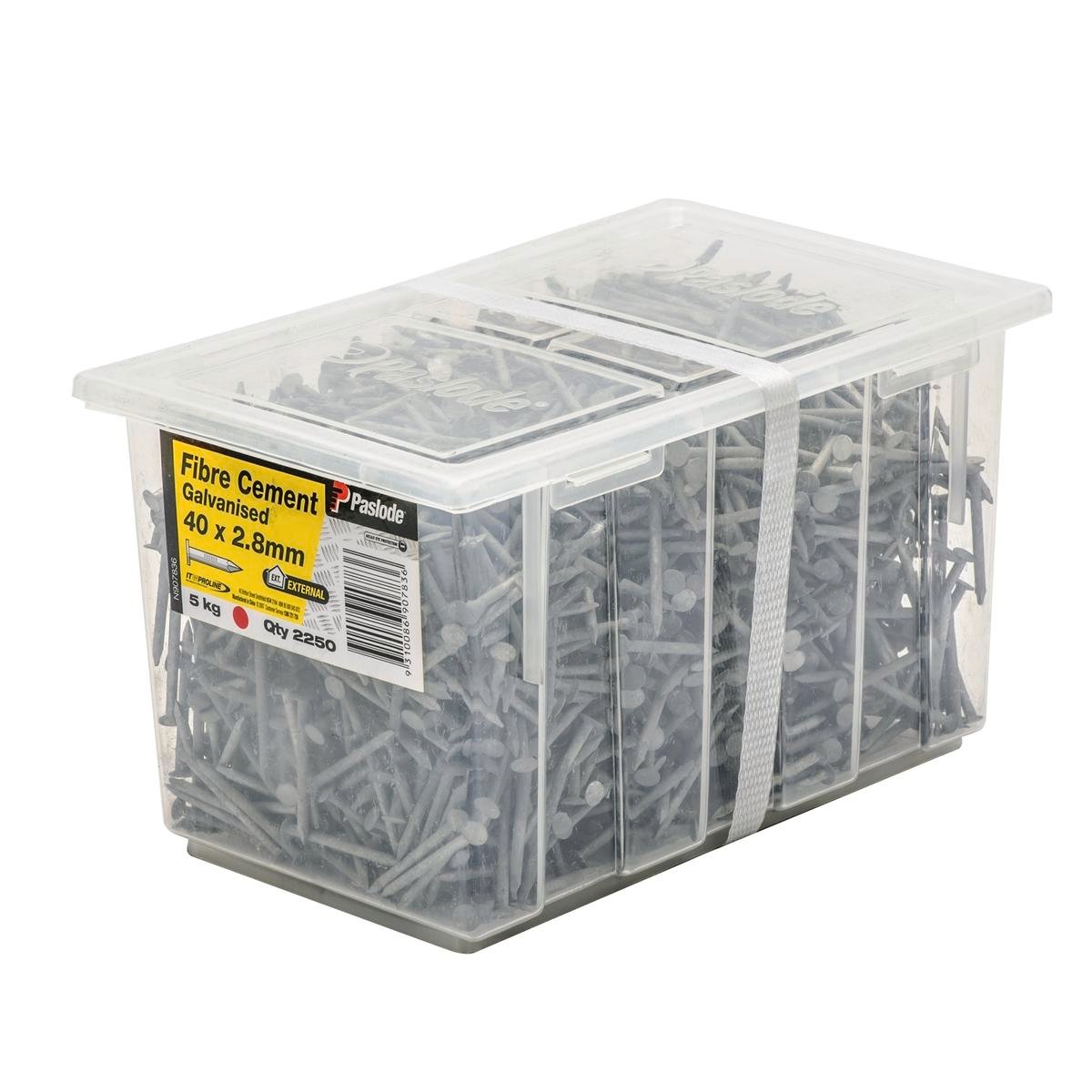 Paslode 40 x 2.8mm Galvanised Steel Fibre Cement Nails 5kg - 2250 Pack