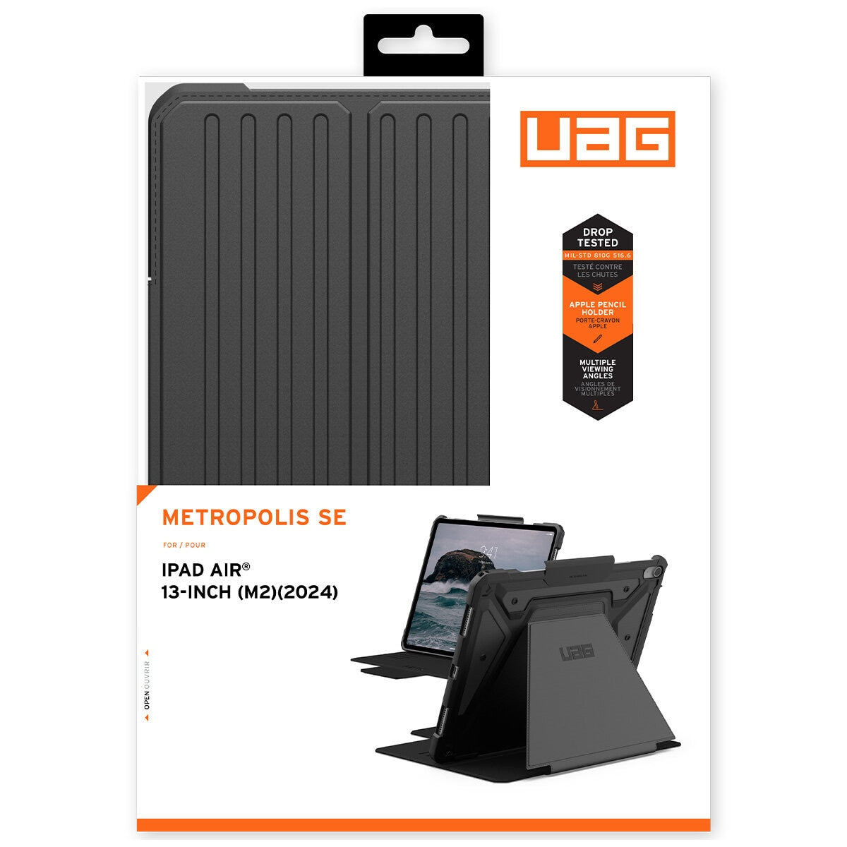 UAG Metropolis SE Apple iPad Air M2 1st Gen Folio Rugged Case Black 124472114040 - SuperSaverAU - view 7
