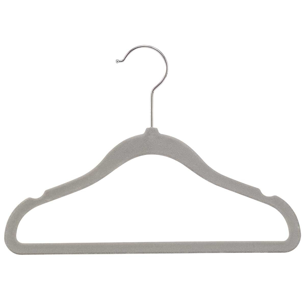 Flocked Kids Hangers 25 Pack, Ultrathin Non-Slip Design, 29 x 20.5 cm, Grey - SuperSaverAU - view 1
