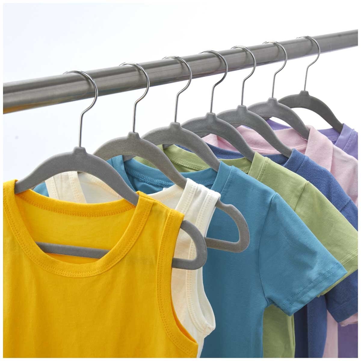 Flocked Kids Hangers 25 Pack, Ultrathin Non-Slip Design, 29 x 20.5 cm, Grey - SuperSaverAU - view 4