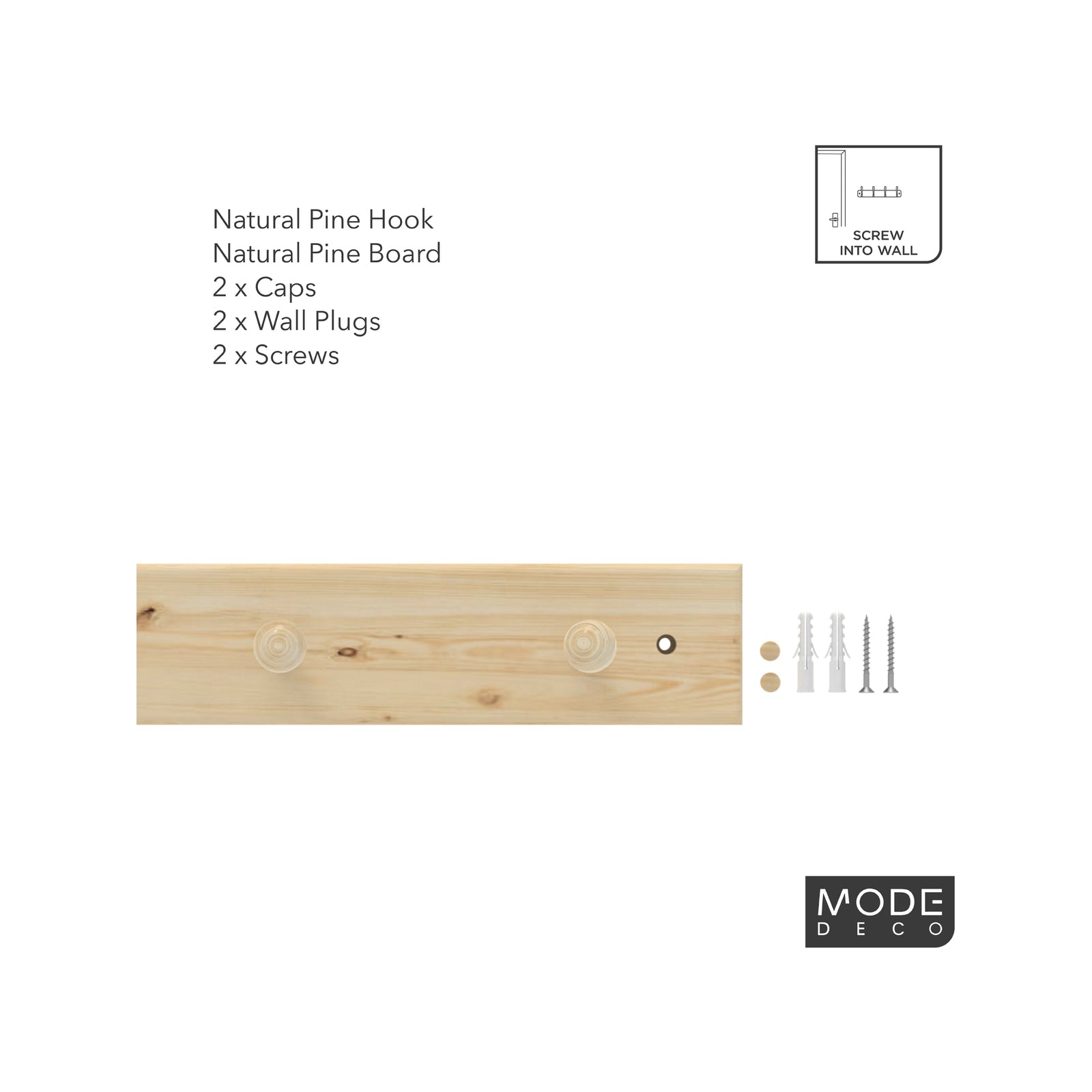 MODE 4 Hook Natural Pine Board Hook Rack - 610mm Timber