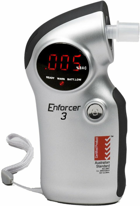Alcolimit Enforcer 3 Breathalyser - AS3547 Certified, Fast and Normal Modes, 5 Mouthpieces - ALCO-008