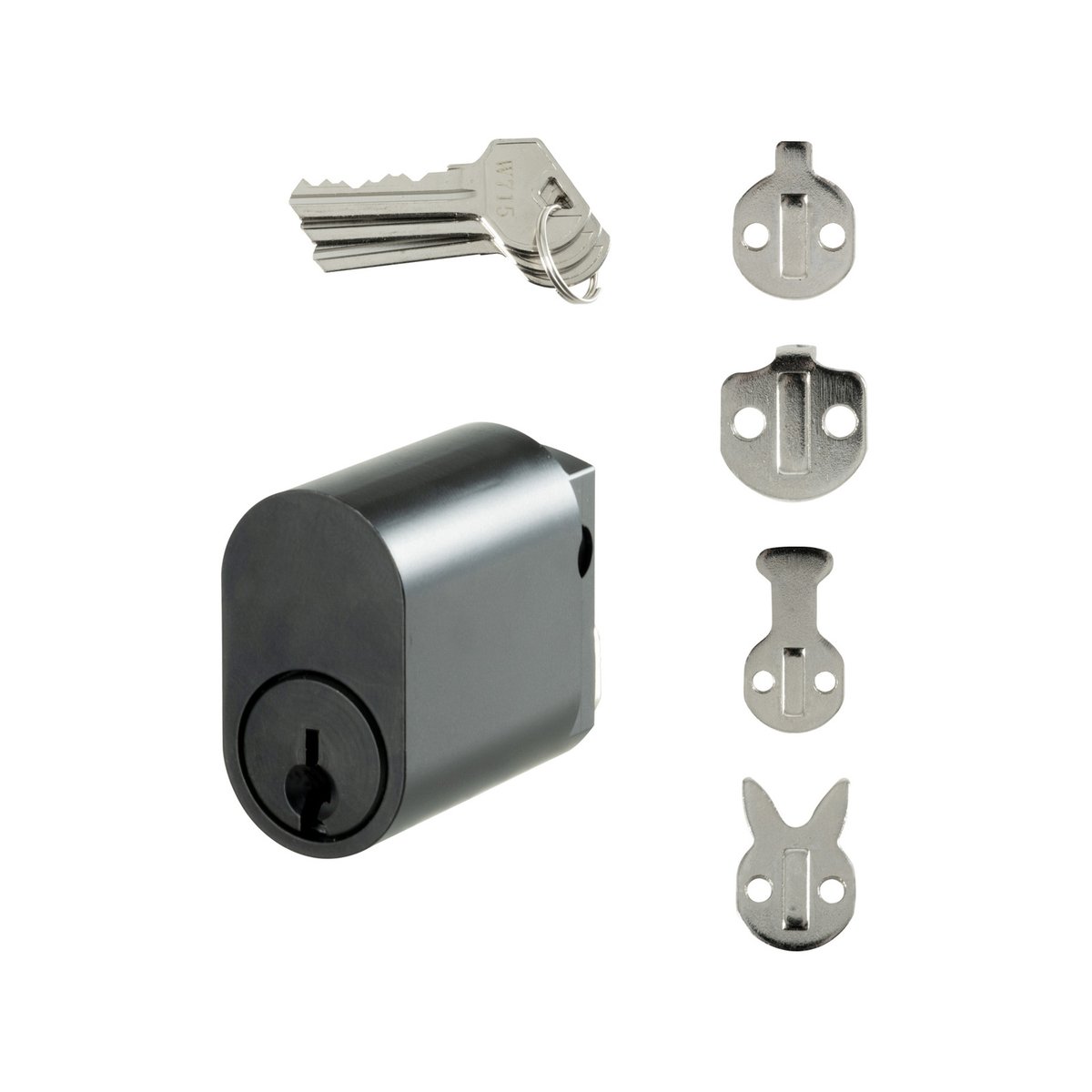Rolltrak Commercial Security Oval Cylinder Lock, Matte Black 6-Pin