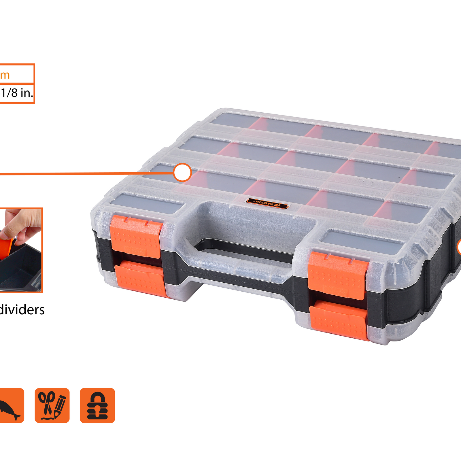 Tactix 320mm Double Sided Storage Organiser Box Polypropylene Stackable 67L
