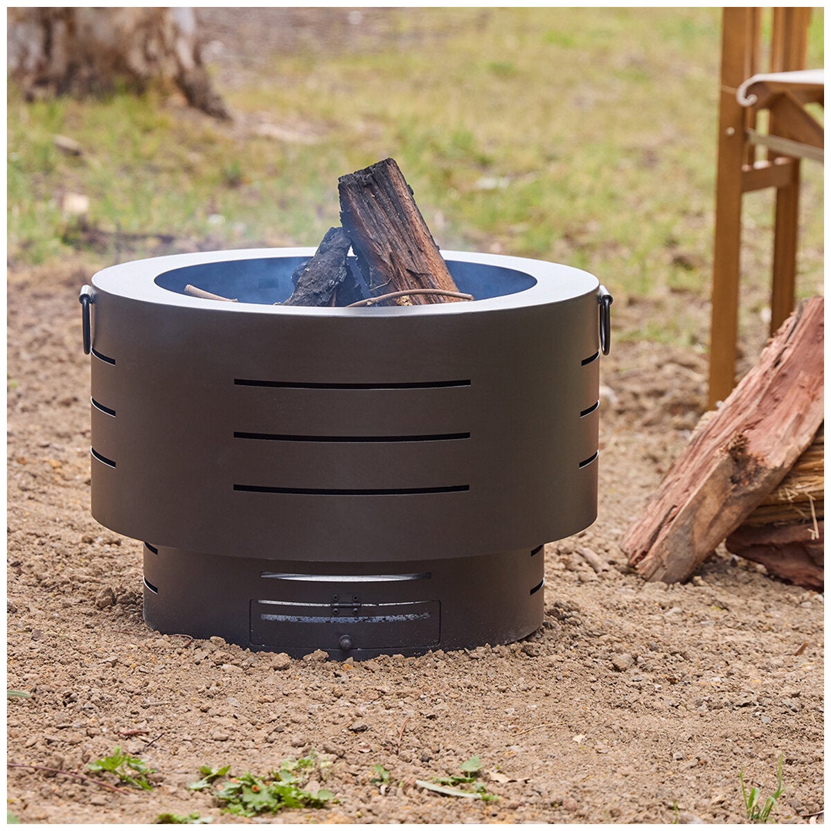 Glow Dante Outdoor Fire Pit Bowl Low Smoke Black Portable Powder Coated