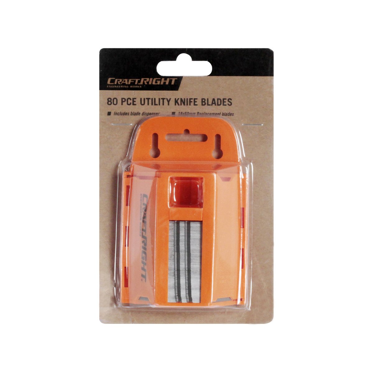 Craftright 80 Piece Utility Knife Blade Set - 60mm Carbon Steel with Storage Case