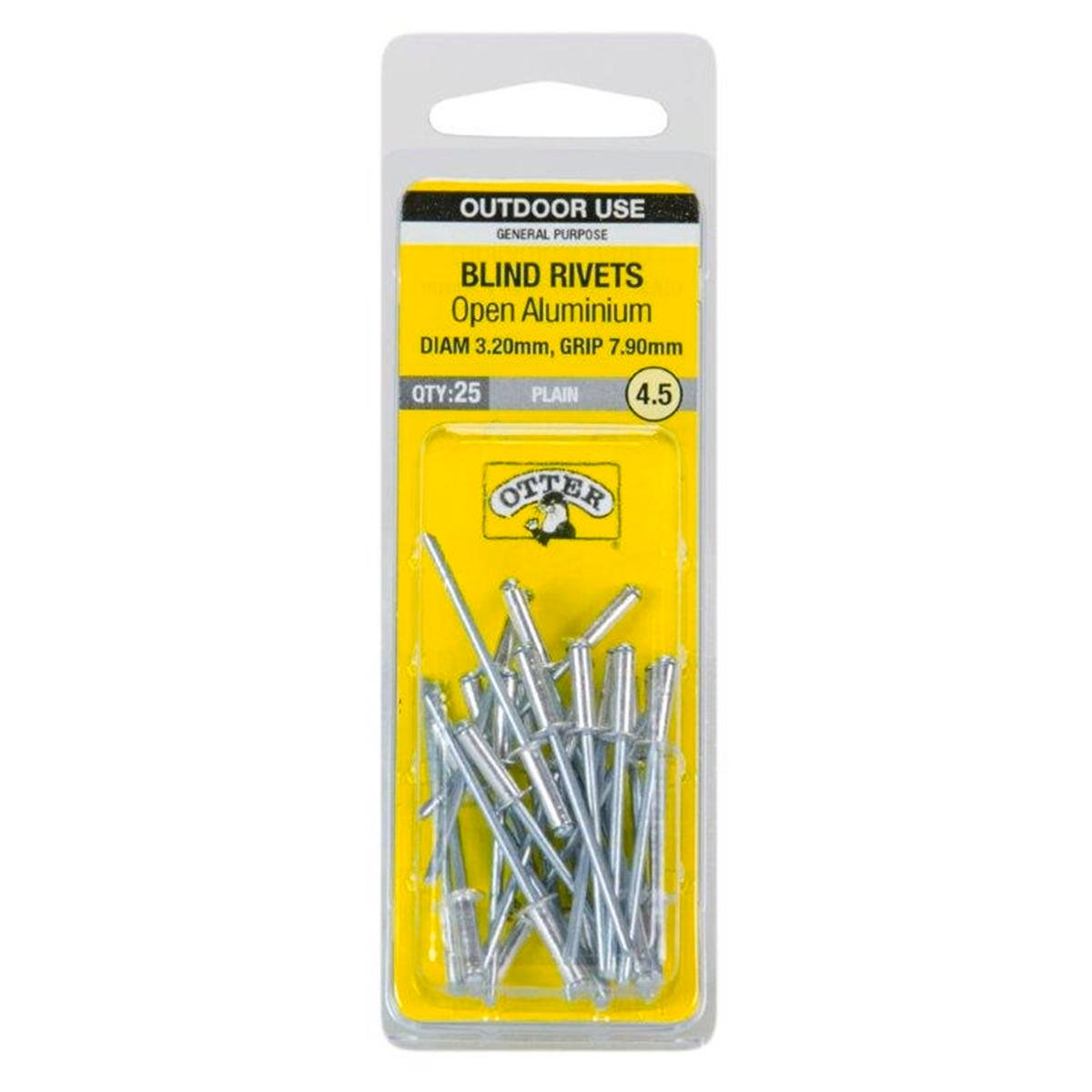 Otter Open Aluminium Blind Rivets 3 2 x 7 9mm 25 Pack Lightweight Durable - SuperSaverAU - view 1