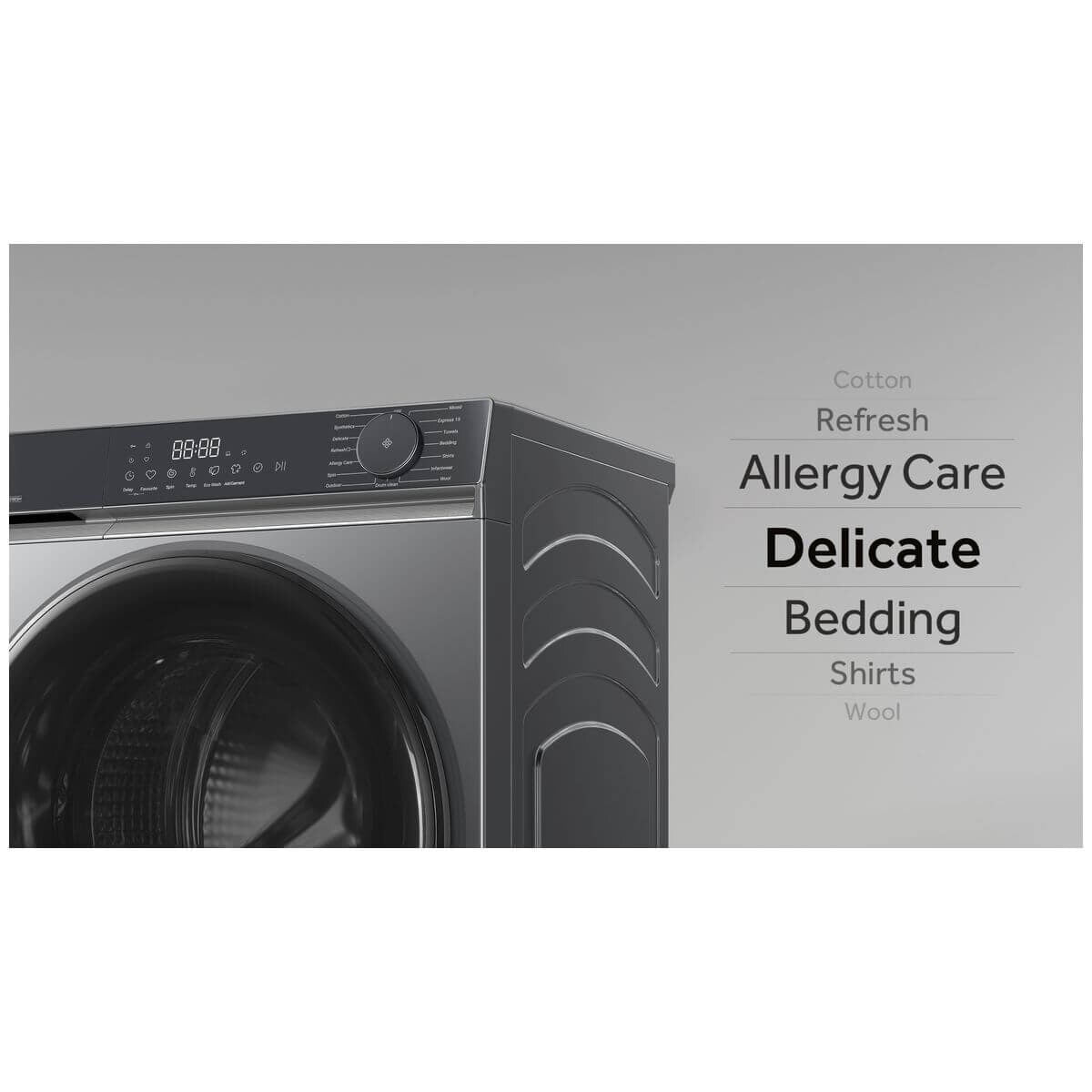 Haier 8.5kg Front Loader - Dark Grey, Express 15 Cycle, Steam Refresh, 5 Star Energy - HWF85KB1