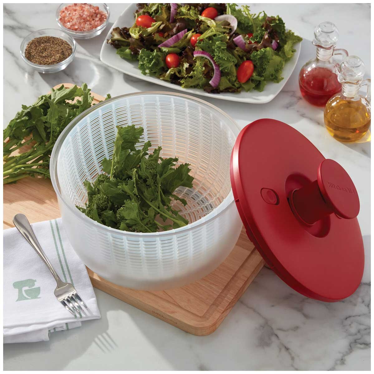 KitchenAid Salad Spinner Red - Clean, Dry, Serve Produce - One-Handed Pump Mechanism - Nonslip Base - BPA Free - SuperSaverAU - view 3