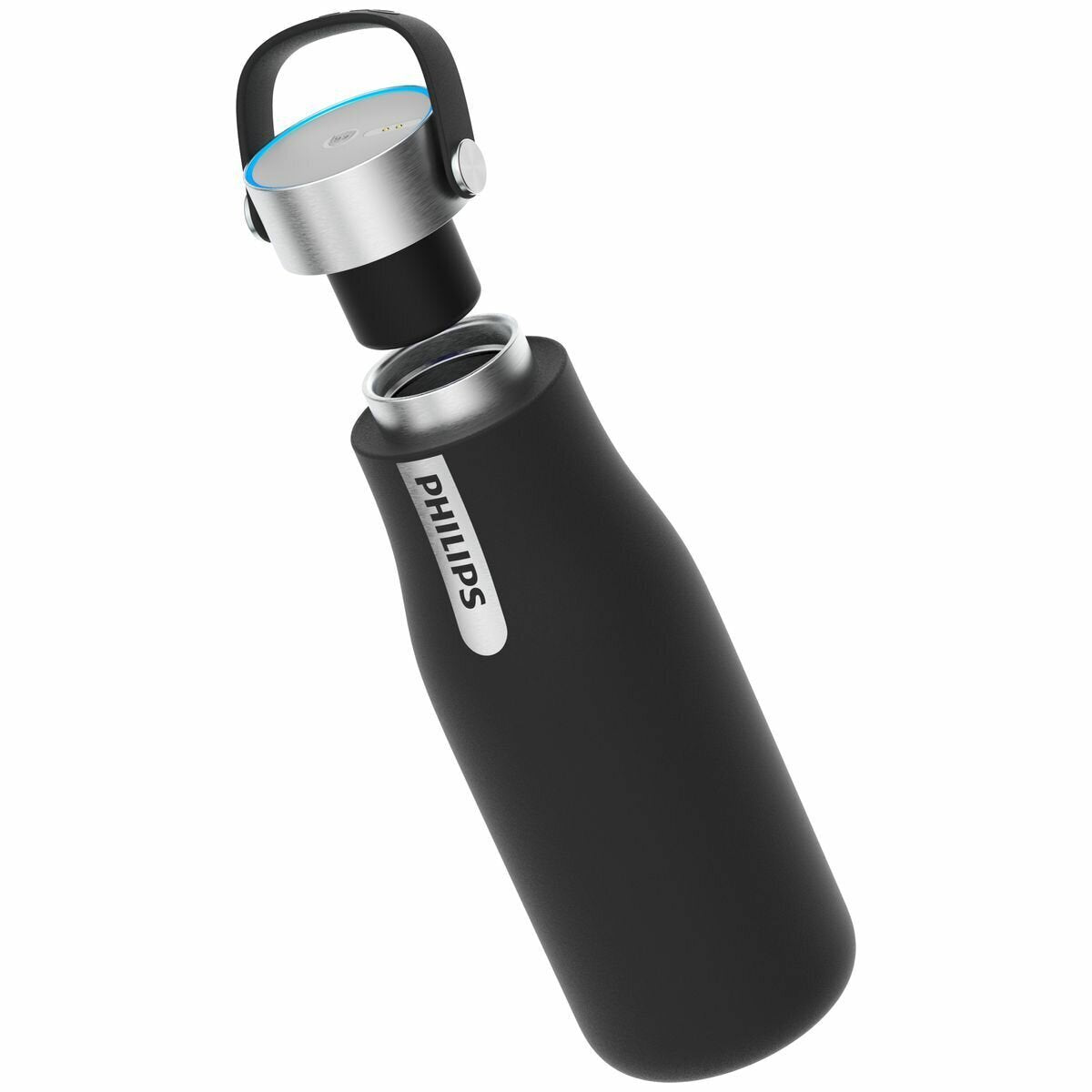 Philips GoZero hydration bottle 590ml - UV-C LED, double-wall insulation, black stainless steel - AWP2788BK