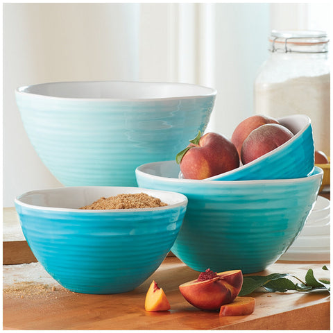 Pandex Ombre Mixing Bowls 4 Piece Set Teal, 100% Melamine, Heavy Weight, Dishwasher Safe, Lids Included - SuperSaverAU - view 1