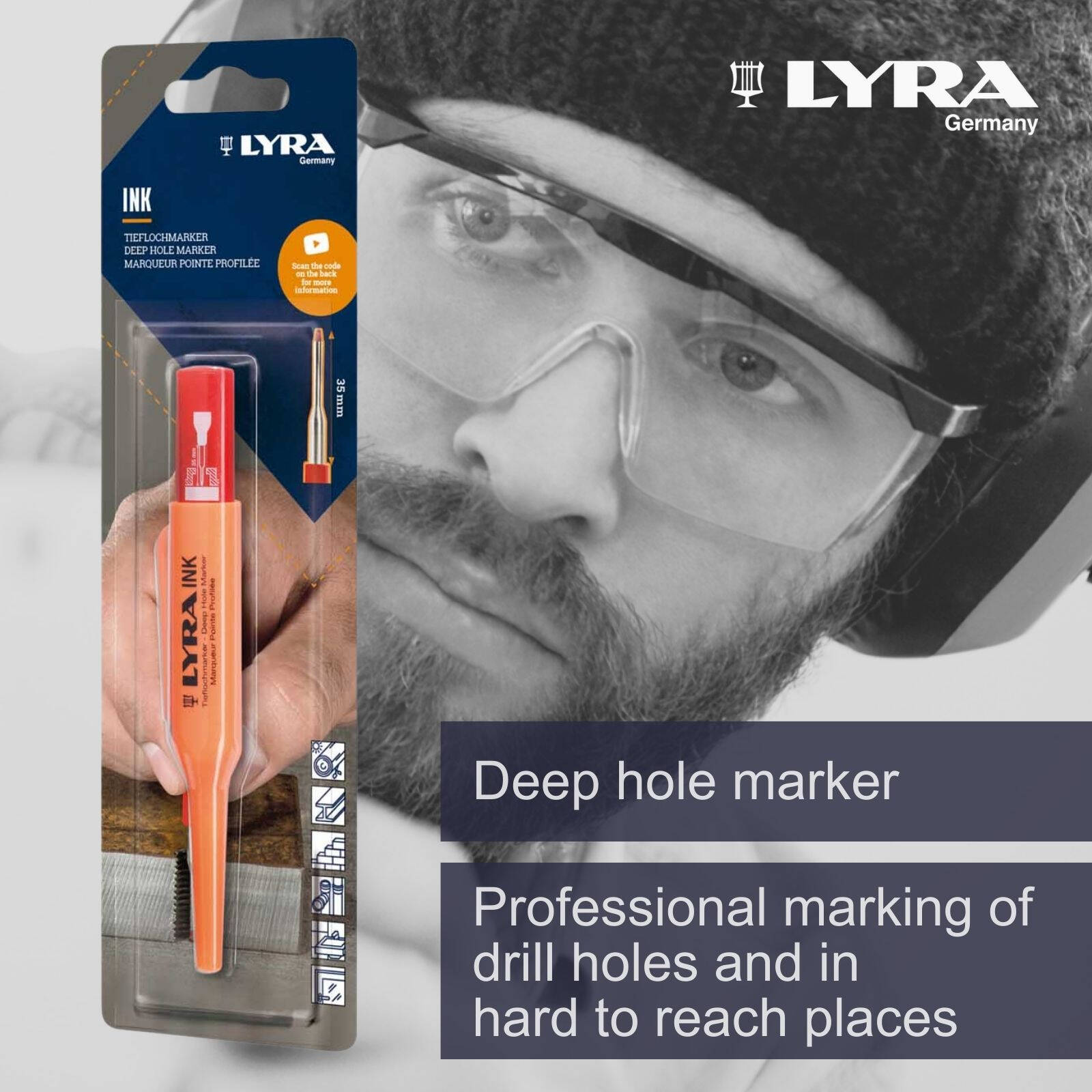 Lyra Red Deep Hole Permanent Construction Marker