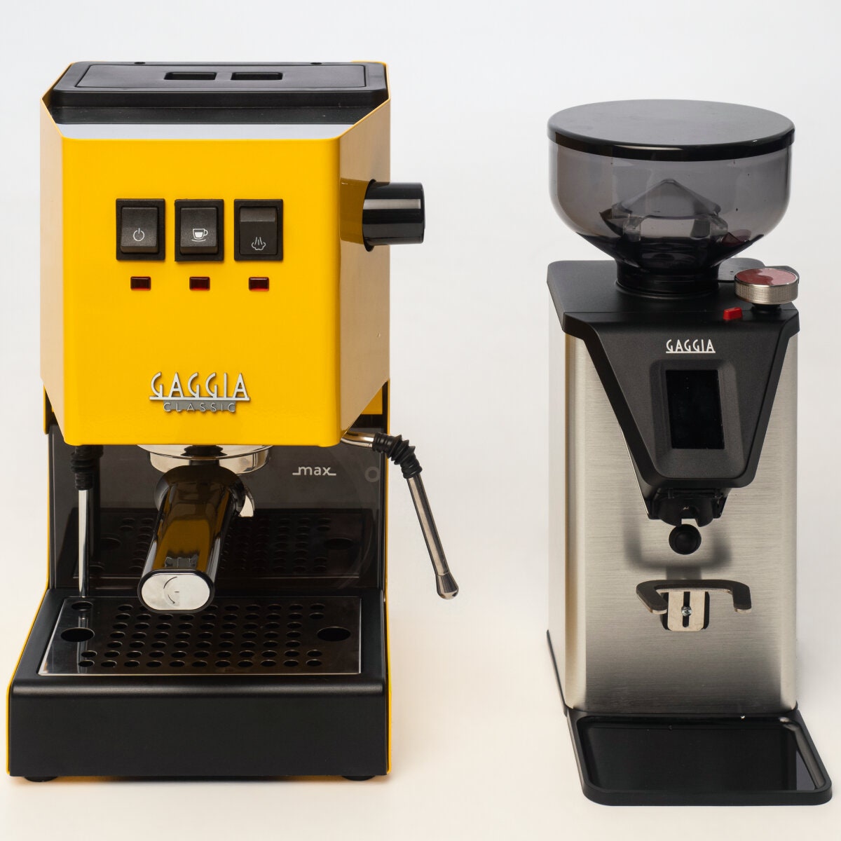 Gaggia Classic E24 Coffee Machine and MDF55 Grinder Bundle - Yellow - Flat Burr Grinder - DMGNCEVOYELBUN