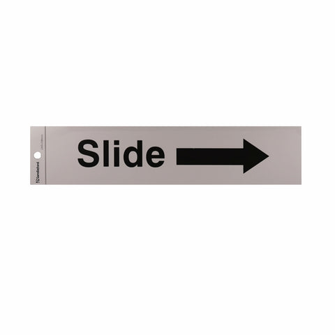 Sandleford 245 x 58mm Slide Arrow Right Silver Self Adhesive Sign Weather Resistant
