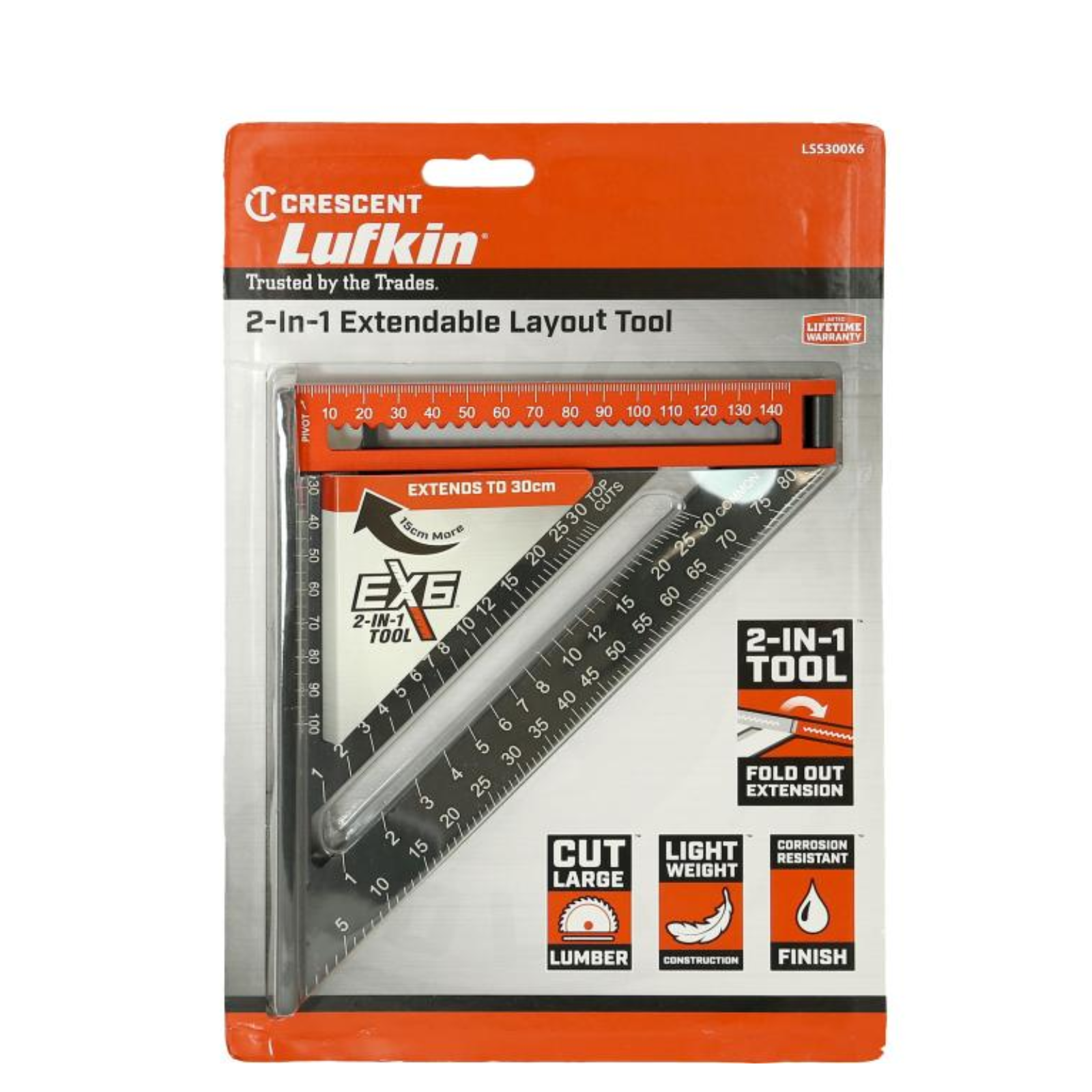 Crescent Lufkin 150mm 6" 2-in-1 Extendable Aluminium Speed Square