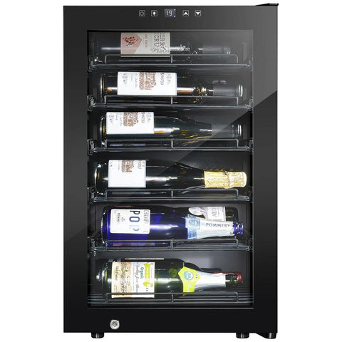 Little Cave 22 Bottle Label View Single Zone Compressor Wine Fridge - Black, UV-Resistant Door - LCLV22SB