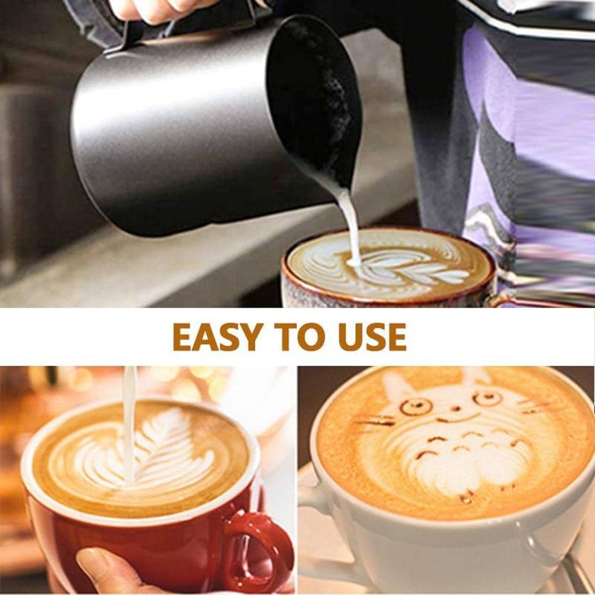 350 ml Stainless Steel Milk Frothing Pitcher for Coffee and Lattes - Matte Black - view 4