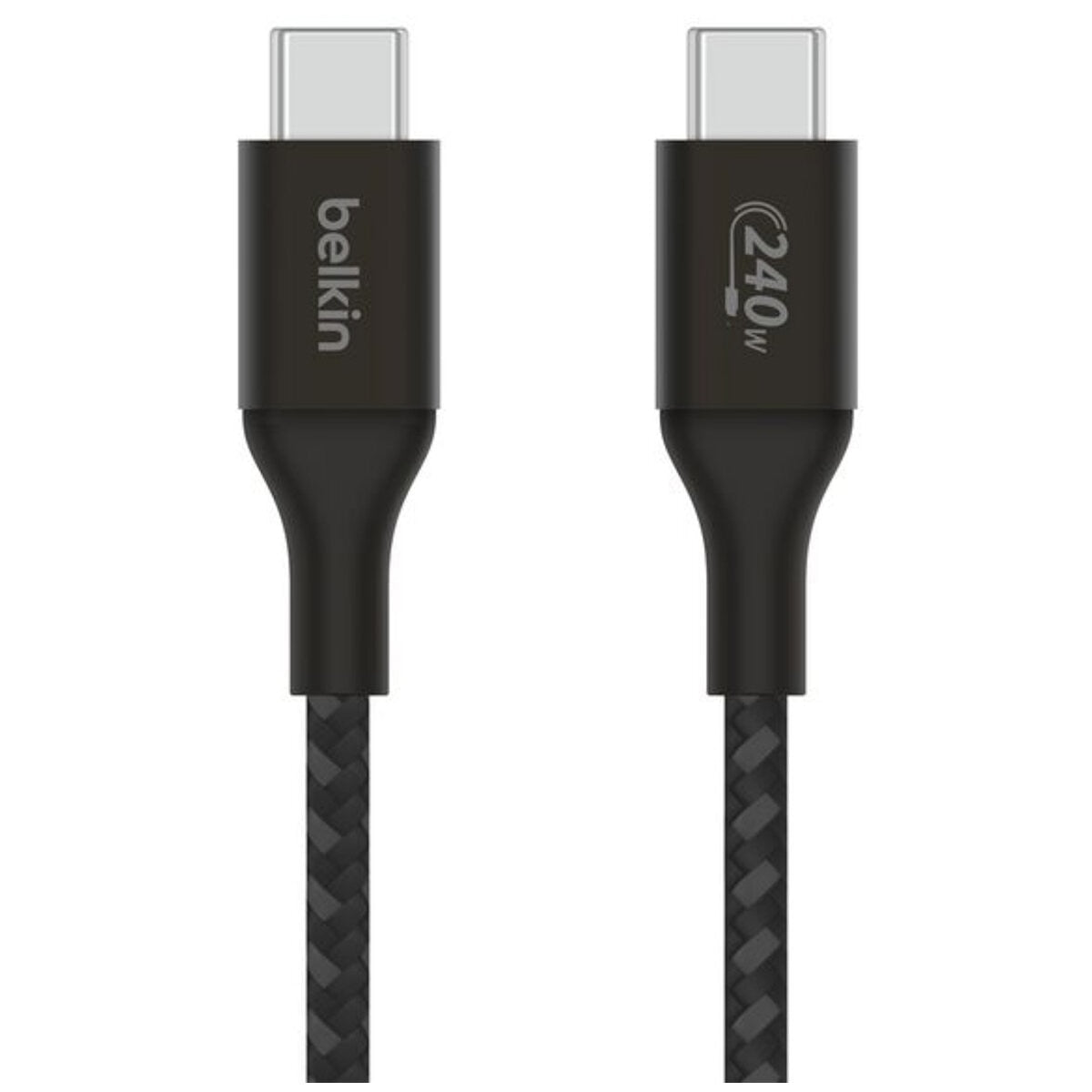 Belkin BoostCharge USB-C to USB-C Cable 1M CAB015BT1MBK | Fast Charging 240W MacBook Pro 14” | Dual E-marker Chips | Durable Nylon & Aluminum - SuperSaverAU - view 1