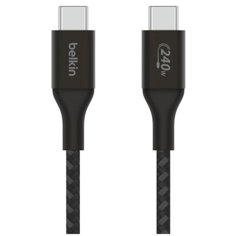 Belkin BoostCharge USB-C to USB-C Cable 1M CAB015BT1MBK | Fast Charging 240W MacBook Pro 14” | Dual E-marker Chips | Durable Nylon & Aluminum - SuperSaverAU - view 1