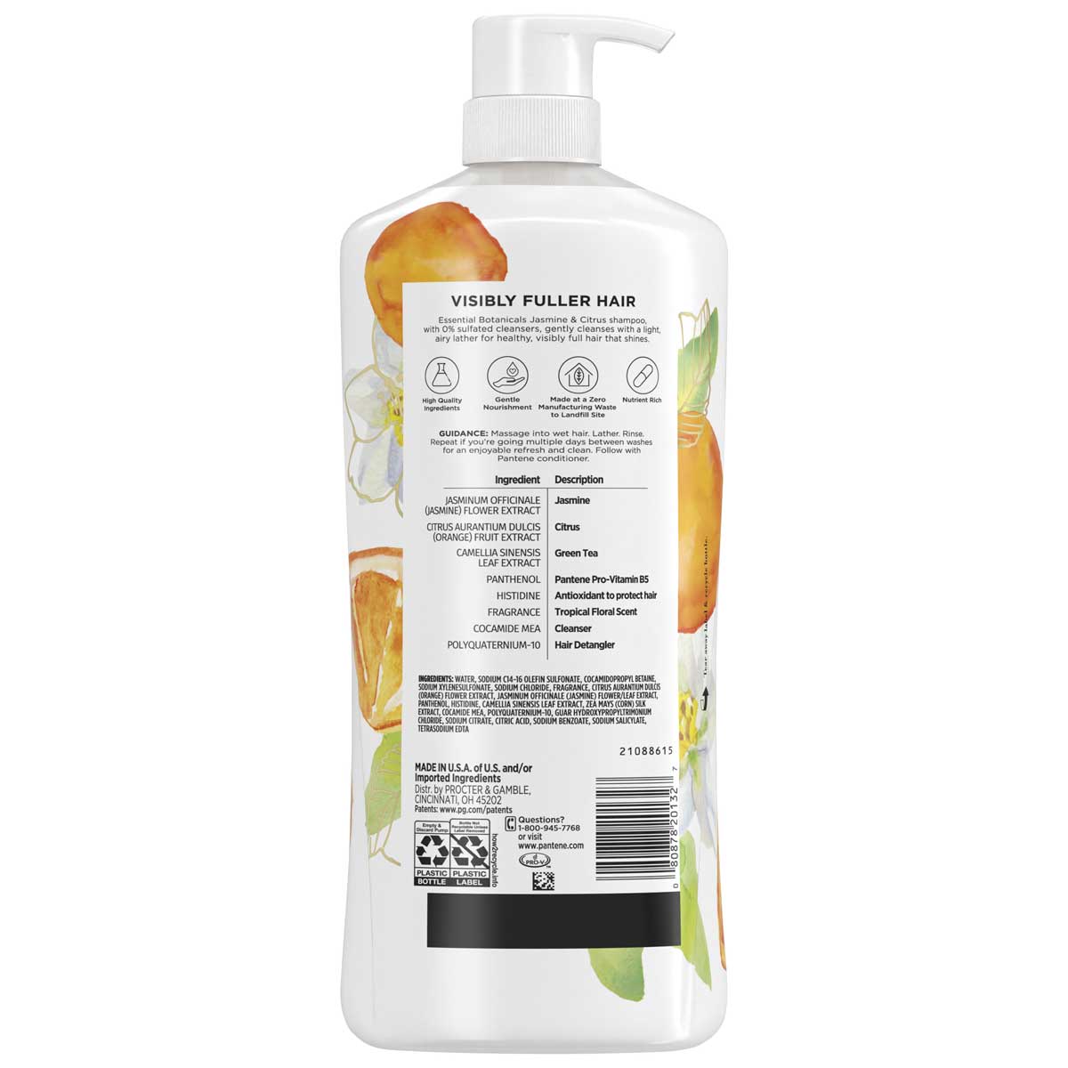 Pantene Jasmine and Citrus Shampoo 1.13L - Sulfate Free, Volumizing, Nourishing - SuperSaverAU - view 2