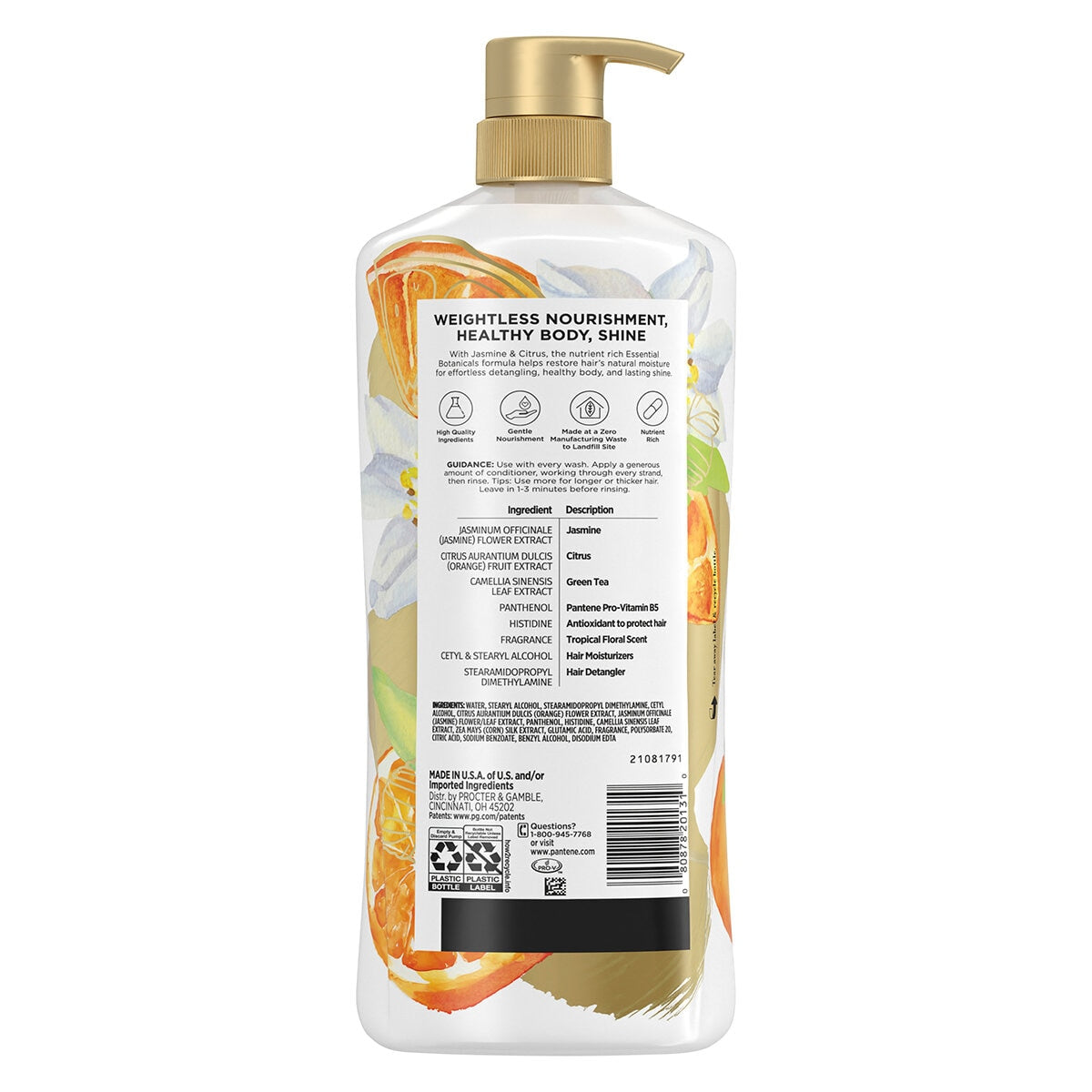 Pantene Essential Botanicals Jasmine And Citrus Conditioner 1.13L - Sulfate Free, Nourishing - SuperSaverAU - view 2