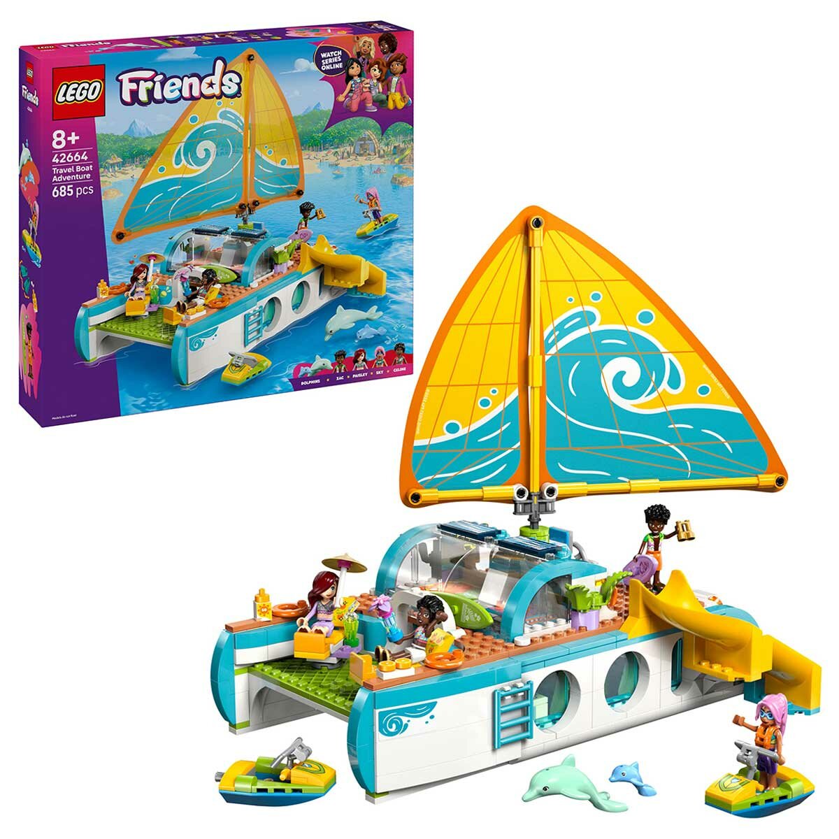 LEGO Friends Travel Boat Adventure 42664 with 4 Minidolls & Realistic Features - SuperSaverAU - view 1