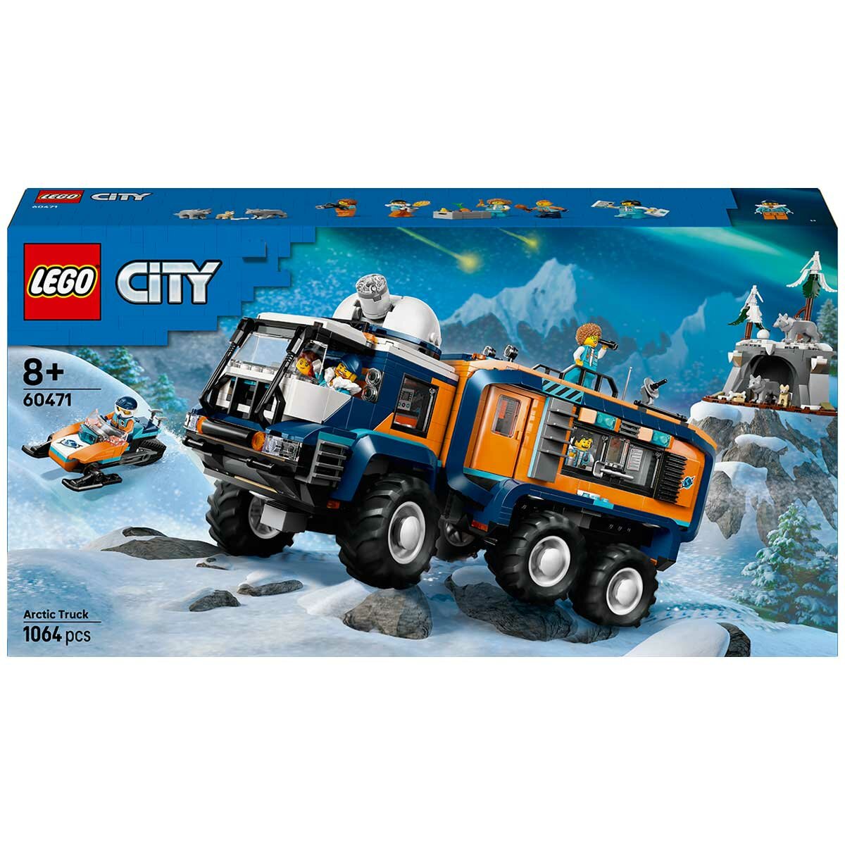 LEGO City Arctic Explorer Science Lab Truck 60471 with 6 Wheel Suspension, Rotating Rooftop Observatory, 5 Explorer Minifigures, 3 Arctic Wolf Figures, 1,064 Pieces - SuperSaverAU - view 8