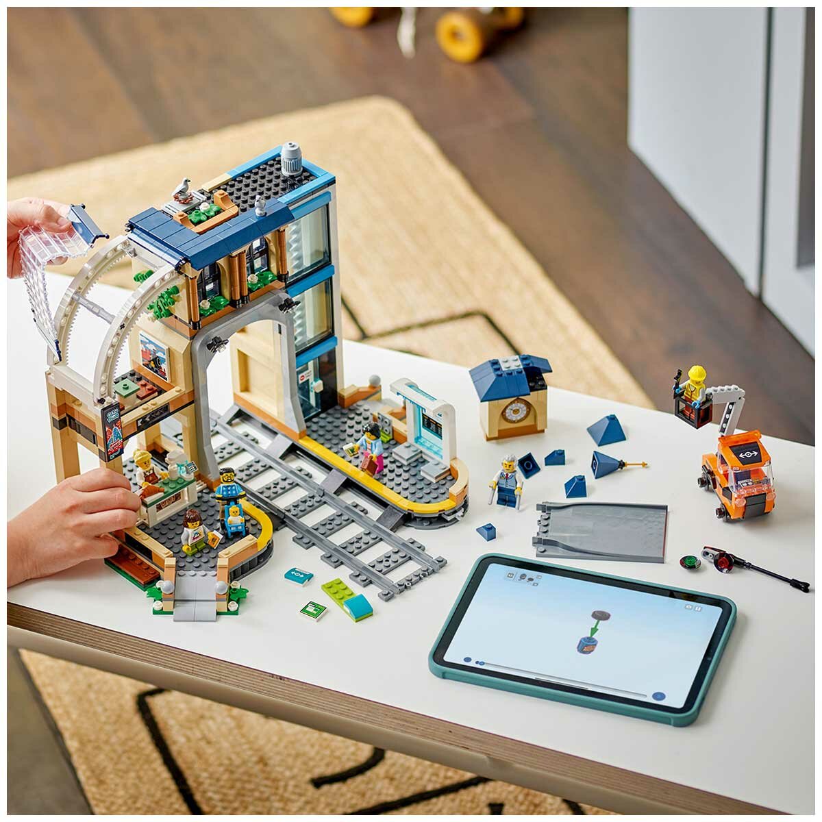 LEGO City Central Train Station 60469 with Clock Tower, Coffee Bar, Lift, and Railway Maintenance Vehicle - SuperSaverAU - view 5