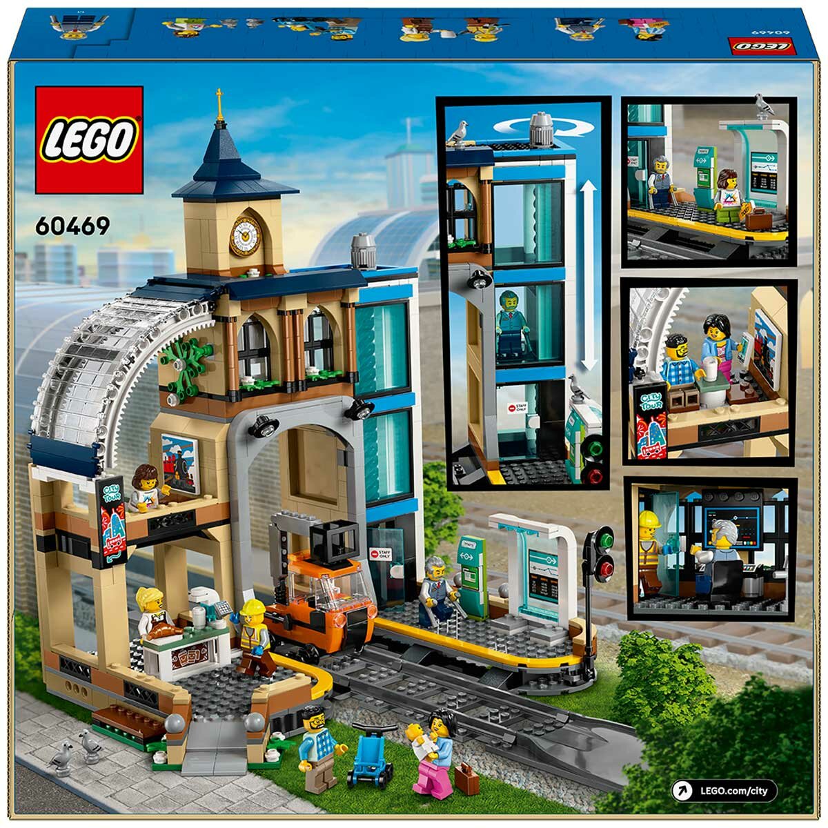 LEGO City Central Train Station 60469 with Clock Tower, Coffee Bar, Lift, and Railway Maintenance Vehicle - SuperSaverAU - view 9