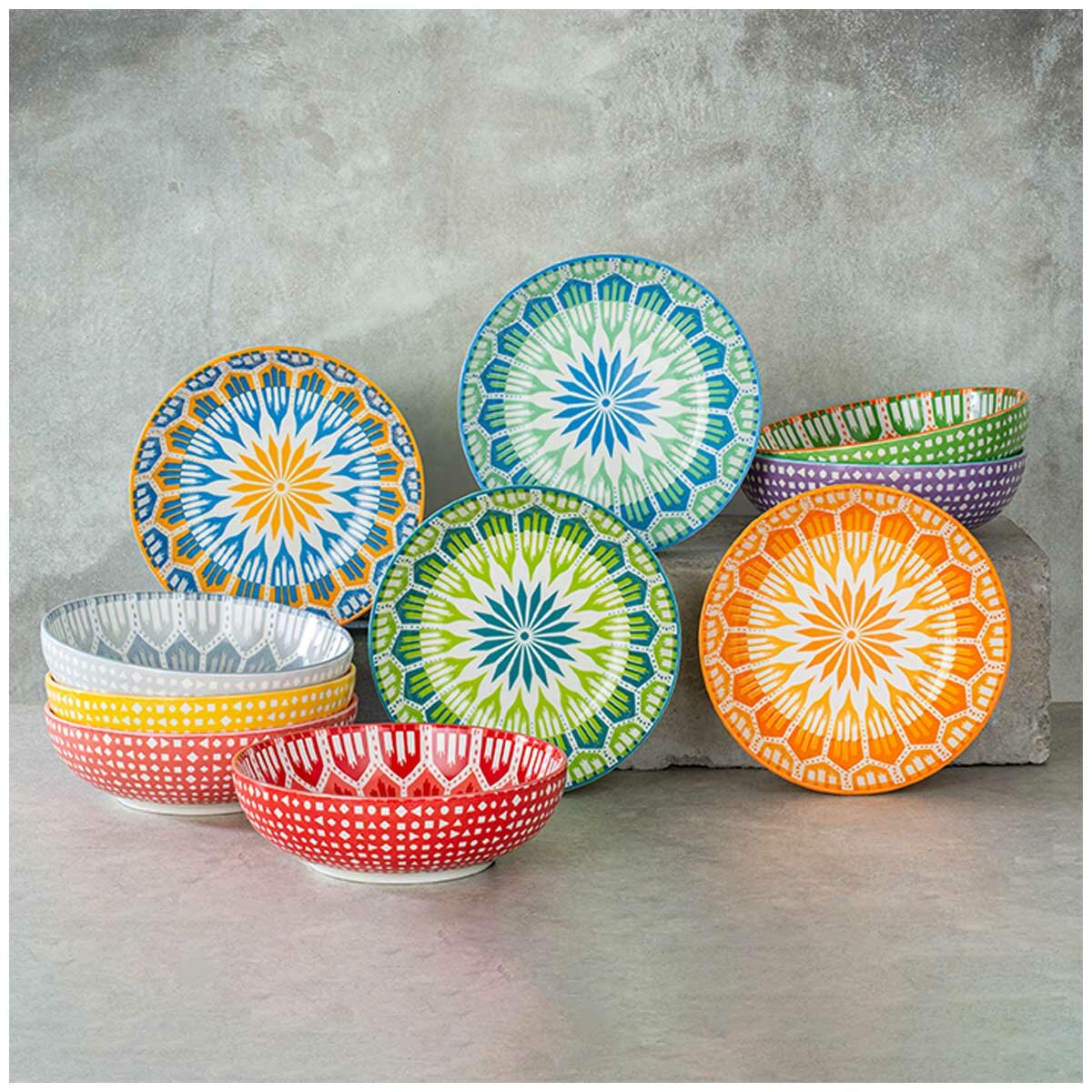 Signature Housewares 10 Piece Arrow Snack Bowl Set | Stoneware, 400ml, 13.9cm, Microwave & Dishwasher Safe - SuperSaverAU - view 3
