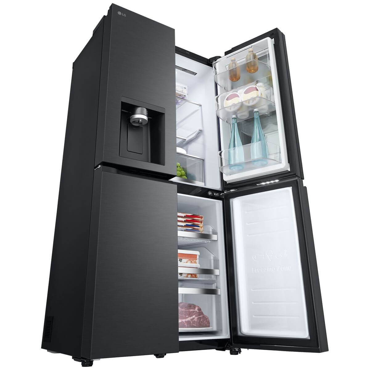 LG 508L InstaView Door-in-Door French Door Fridge - Ice and Water, Matte Black - GF-V500MBLC