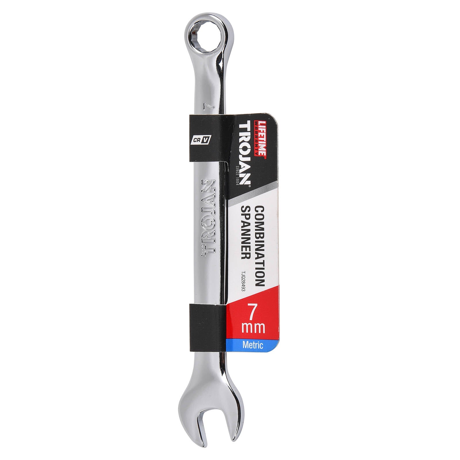 Trojan 7mm Combination Spanner, Chrome Vanadium 12 Point Ring End